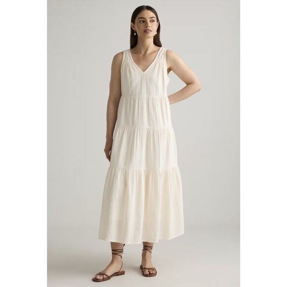 Quince Dresses & Skirts - NWOT Quince Women's 100% Organic Cotton Gauze Tiered Maxi Dress Vintage Cream S